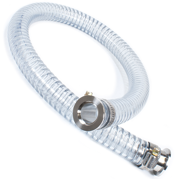 Ideal Vacuum  PVC Flex Hose, KF-40 By 1 Foot Long, With ISO-KF NW-40  Stainless Steel Flanges