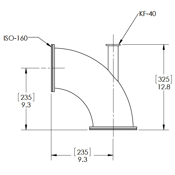 Ideal Vacuum Elbow 90 Degrees Iso160 Iso 160 Iso 160 Lf160 With Kf 40 Kf40 Kf 40 Port 4184