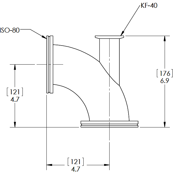 Ideal Vacuum | Elbow 90 Degrees, ISO80 ISO 80 ISO-80 LF80 with KF-40 ...