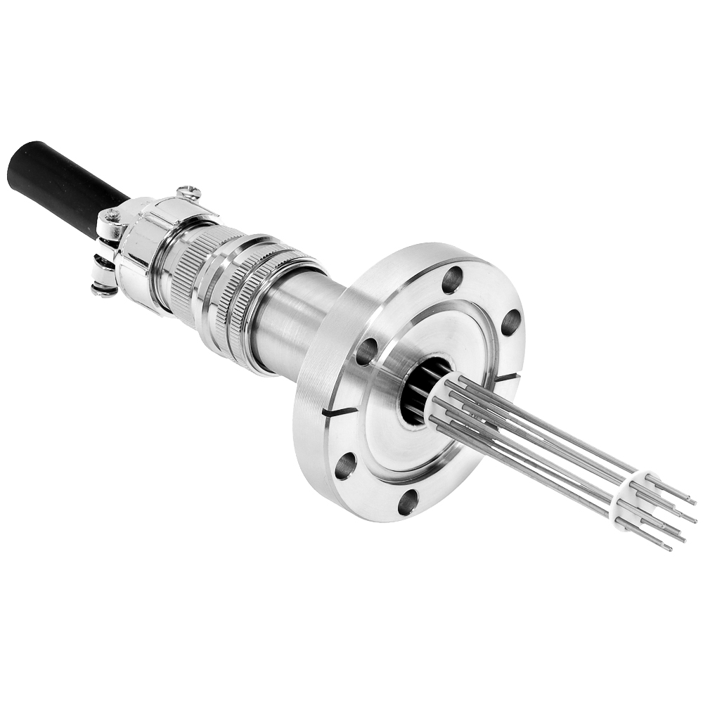 Ideal Vacuum Electrical Power Feedthrough, MS Series Threaded Connector,  700V 10A, 10 pin, UHV rated, CF 2.75 in.