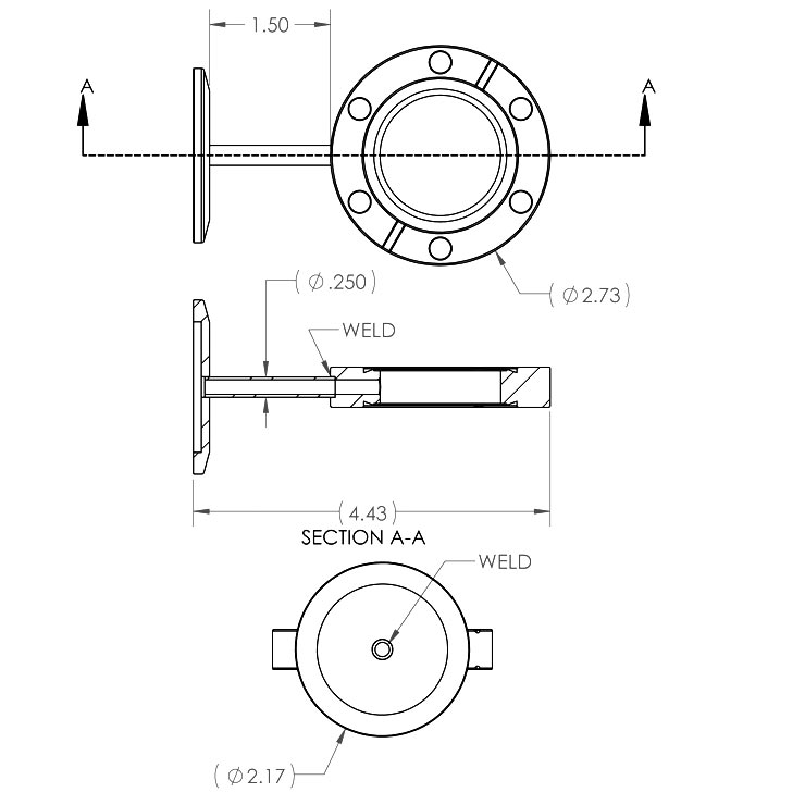 Ideal Vacuum | Sideported Flange- KF-40 to Zero Length 2.75CF ...