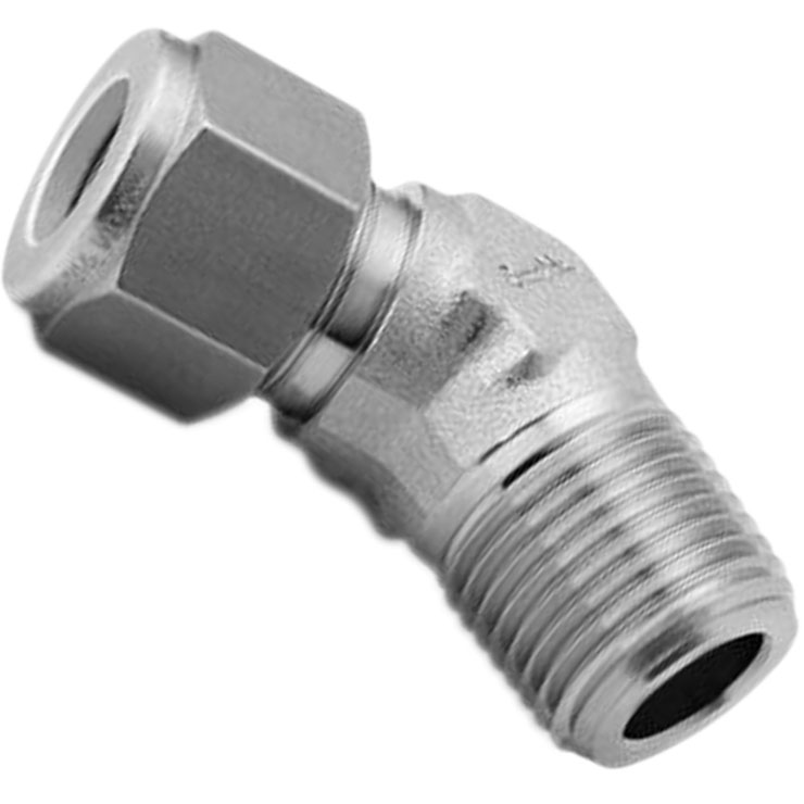 Brass Compression Fittings - 45 Degree Elbows - 1/4 COMP x 1/4 MNPTF